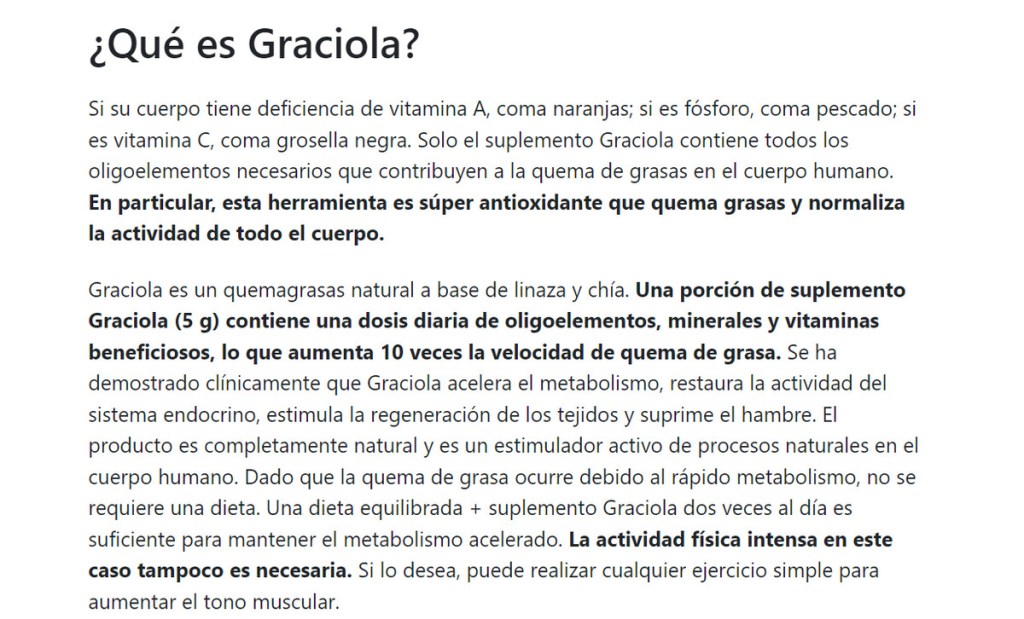 ¿Cómo funciona Graciola en el cuerpo humano?