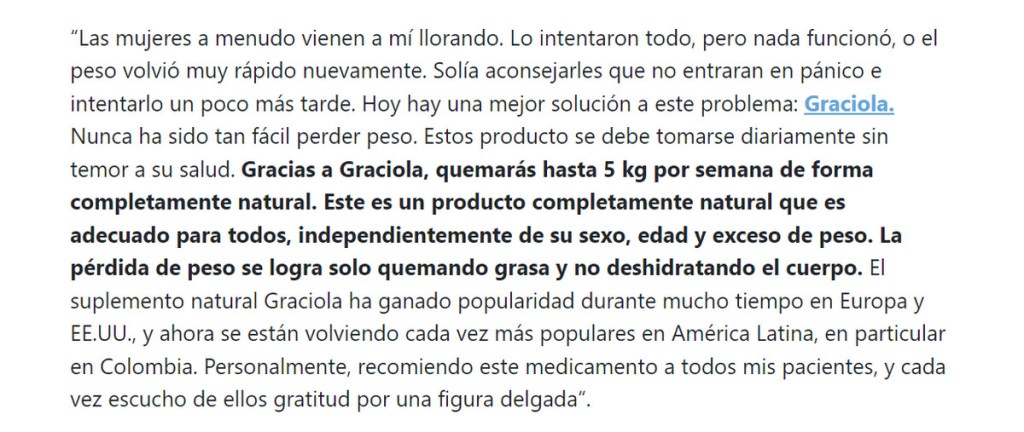 Graciola, testimonios y comentarios